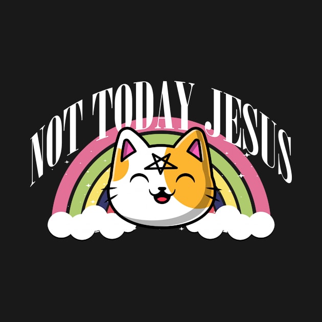 Not Today Jesus Funny Satanic Cat Gothic Gift by dconciente