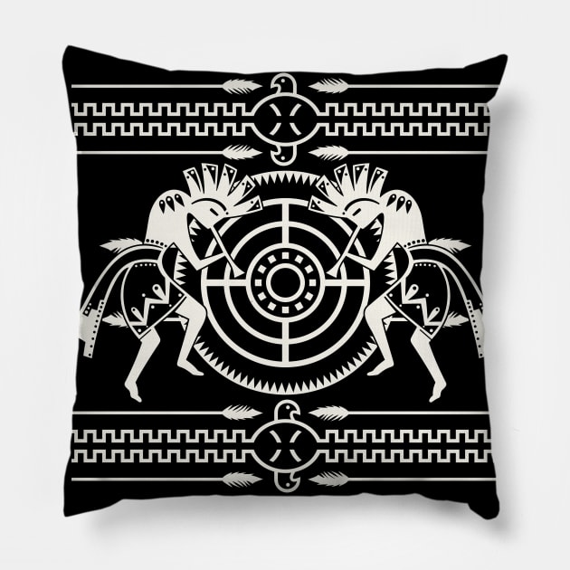 Native American Kokopelli Musicans - Sun Border 7 Pillow by EDDArt