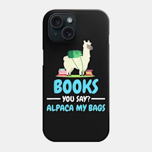 Funny Books T shirt Alpaca Llama Reading Gift for Men Women Phone Case