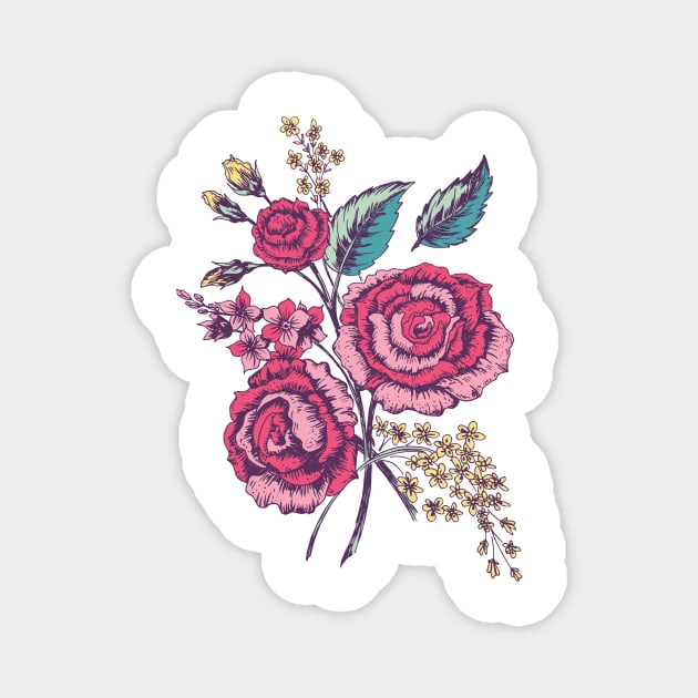 Old Roses Bouquet Magnet by SWON Design