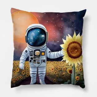 Astronaut sunflower planet Pillow