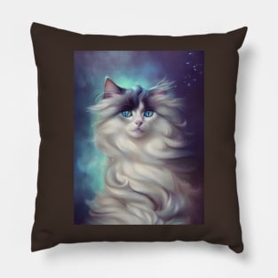 Long Haired Cat - Modern Digital Art Pillow