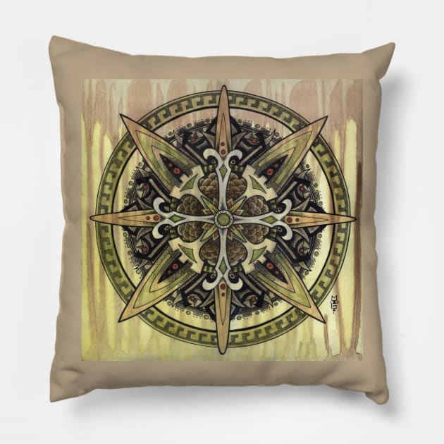 Bamboo Mandala Pillow by Michael Gardner