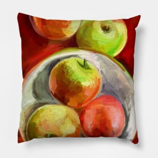 Apples on a Red Platter Pillow