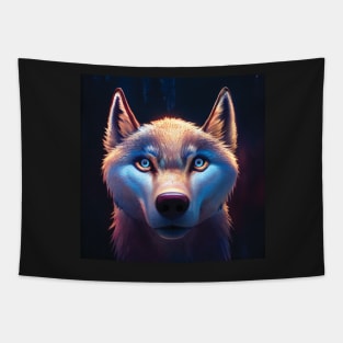 Wolf with Striking Blue Eyes Tapestry