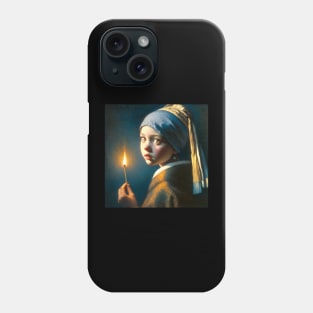 Illuminated Grief: The Match Girl's Lament - Vermeer's Vision Reimagined Phone Case