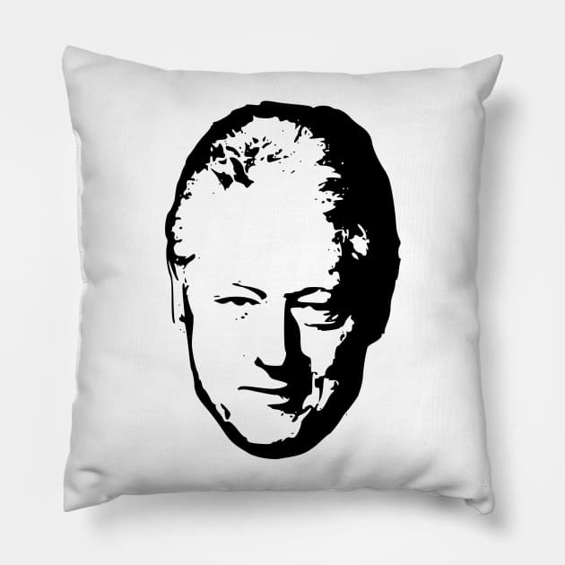 Bill Clinton Black On White Pop Art Pillow by Nerd_art