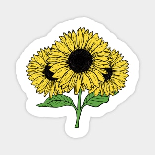 Yellow Sun Flower Hand Drawn Gardening Gift Magnet