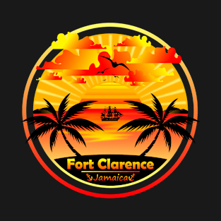 Fort Clarence Beach Jamaica, Palm Trees Sunset Summer T-Shirt