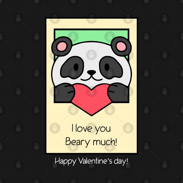 I Love You Beary Much Happy Valentine's Day Cute Panda by Xiaoxiao Art