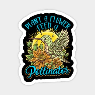 Pollinator Hummingbird & Flowers Cottage core Aesthetic Magnet