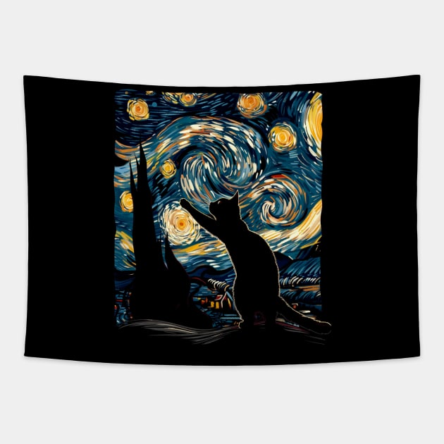 Cat Starry Night Adventure Tapestry by xXYazzyChanArtsXx