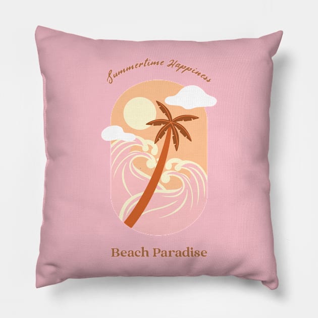 Beach Paradise Summertime Summer Love Vacay Vacation Pillow by Tip Top Tee's