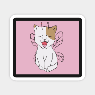 cat fairy cute kawaii cottagecore butterfly pastel pink Magnet