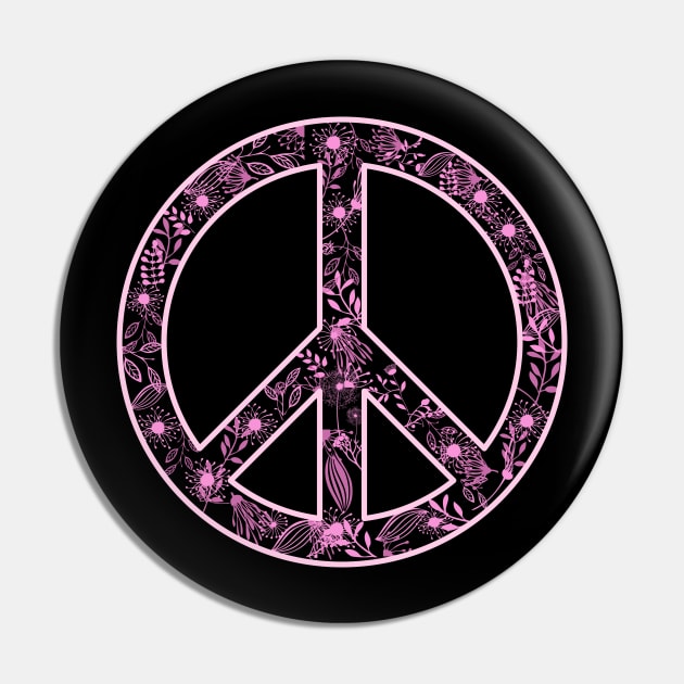 Girly Flower Peace Sign Pin by theglaze