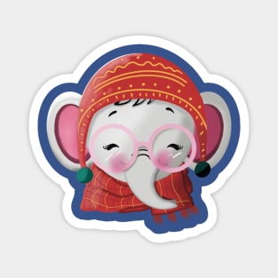 Cute Scarved Baby Elephant Magnet