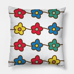 Colorful Flowers Illustration Pillow