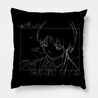 Lain Iwakura Sketch 001 - White on Black Pillow