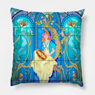 Art Nouveau stained glass window Pillow