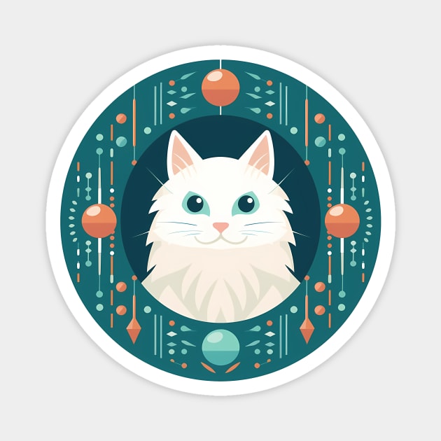 Turkish Angora Cat Xmas Ornament, Love Cats Magnet by dukito