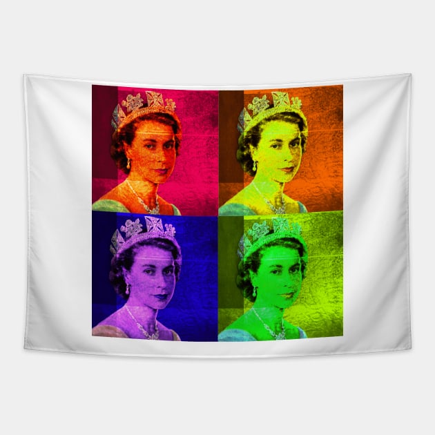 Pop Art - Queen Elizabeth II Tapestry by Naves