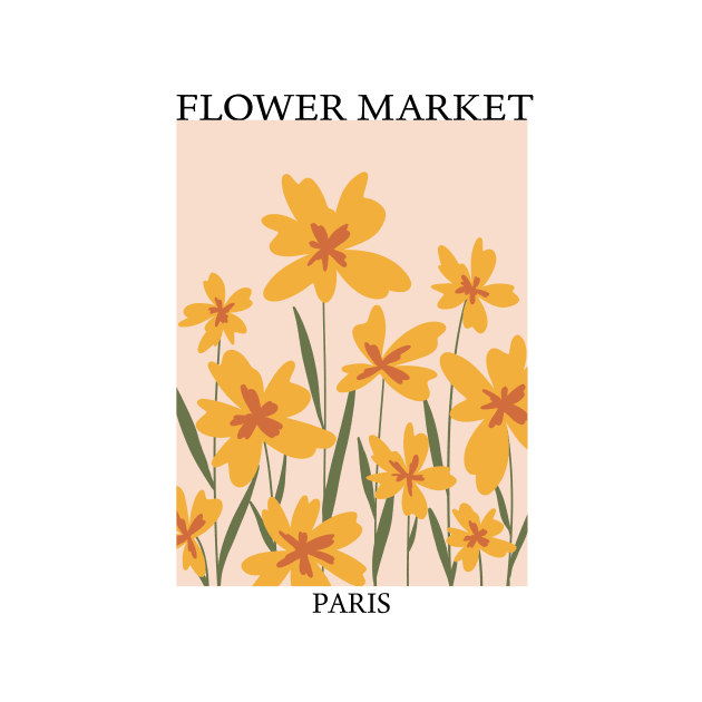 Abstract Flower Market Illustration, Yellow Iris Flower by gusstvaraonica