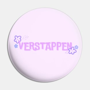 Max Verstappen Cute Name Tag with Flowers Pin