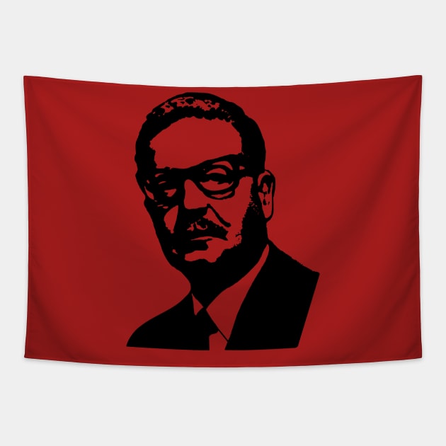 Salvador Allende Silhouette - Chilean Socialist, Leftist, Marxist Tapestry by SpaceDogLaika