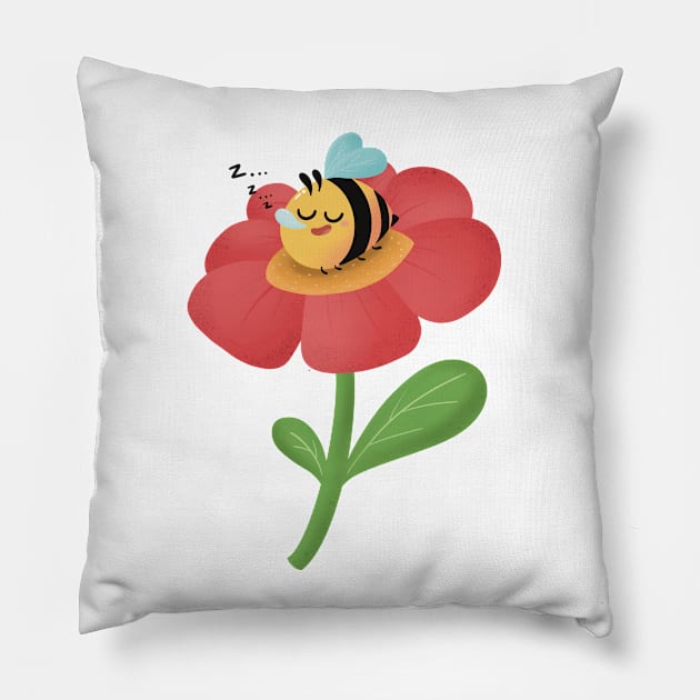 Sleepy bee on flower Pillow by PhoYoSelf88