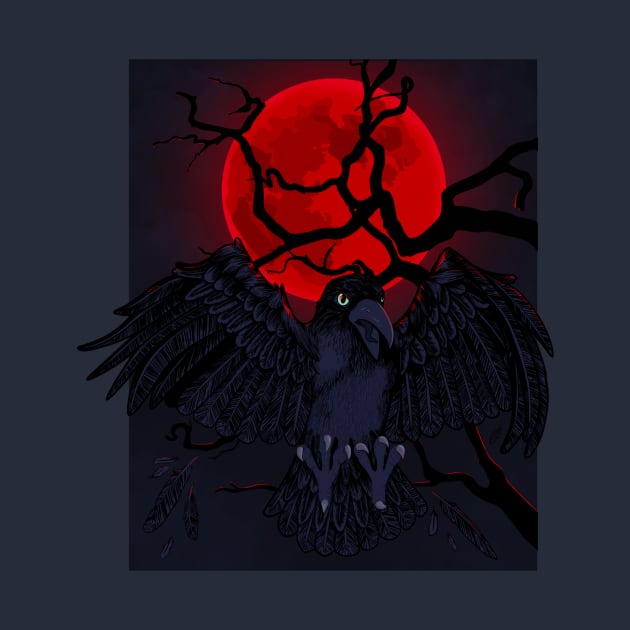 Blood Moon Crow by jackraken