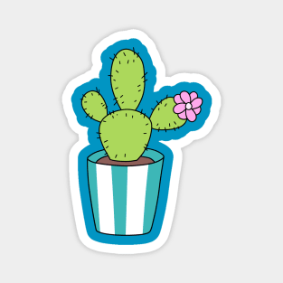 Cute Cactus in Striped Pot Magnet