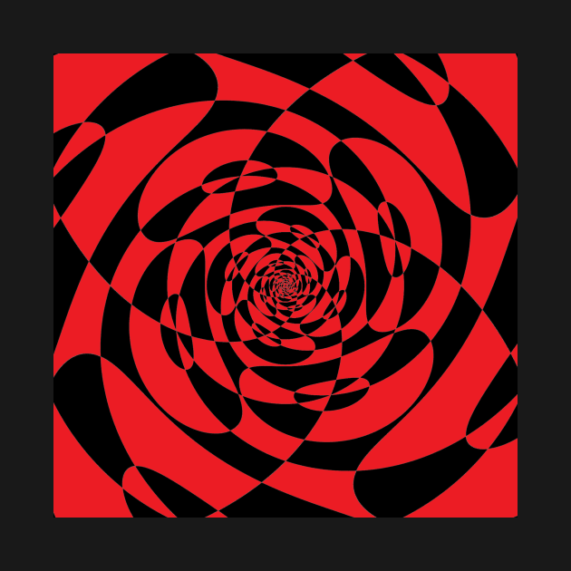 Red and Black Spiral Op Art by GingerEccentric