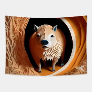 Wonderous Paper Craft Capybara Tapestry