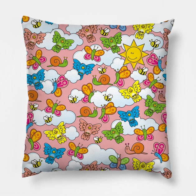 Baby Animals Background Pink Pillow by sifis