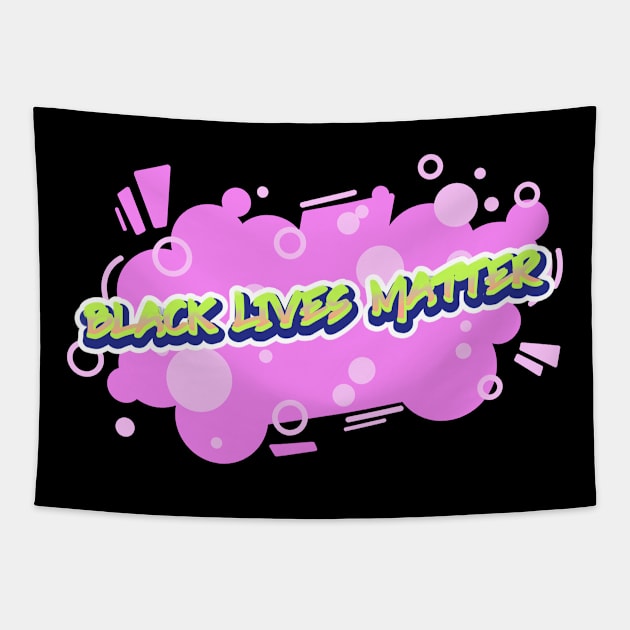 Black Lives Matter Green Graffiti with Pink Spray Paint Tapestry by InkyArt