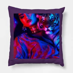 New Wave Lady with Tiger Pillow