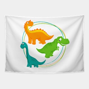 Cute dinosaurs dark Tapestry