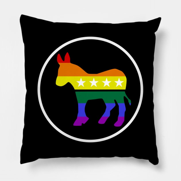 Rainbow LGBT Democrat Donkey Pillow by Shared Reality Shop