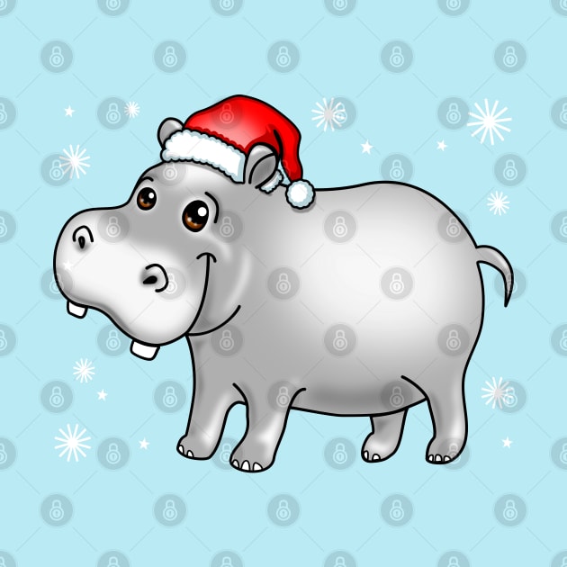 Cute Hippo For Christmas Hippopotamus by PnJ