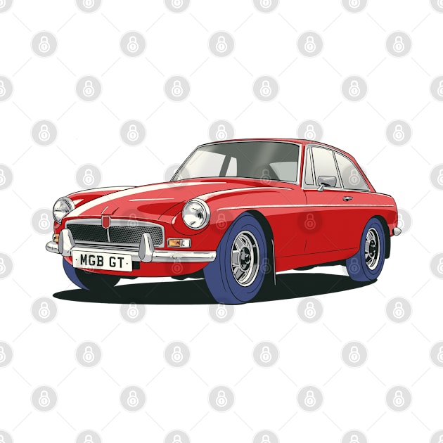 MGB GT Vintage Car in Flame Red by Webazoot