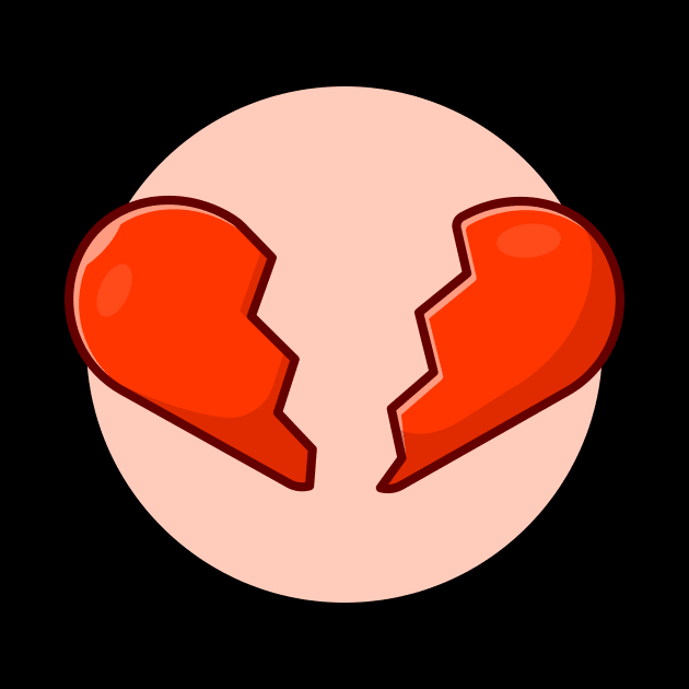 Broken Heart Cartoon Vector Icon Illustration by Catalyst Labs