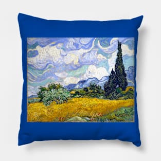 Wheat Field with Cypresses, Vincent van Gogh 1889 Pillow