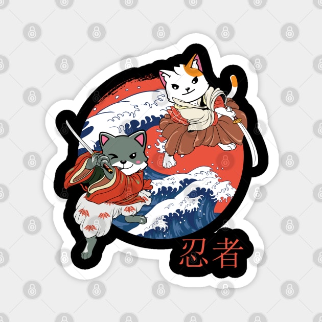 Samurai Ninja Japanese Cat Magnet by The WYLD Tribe