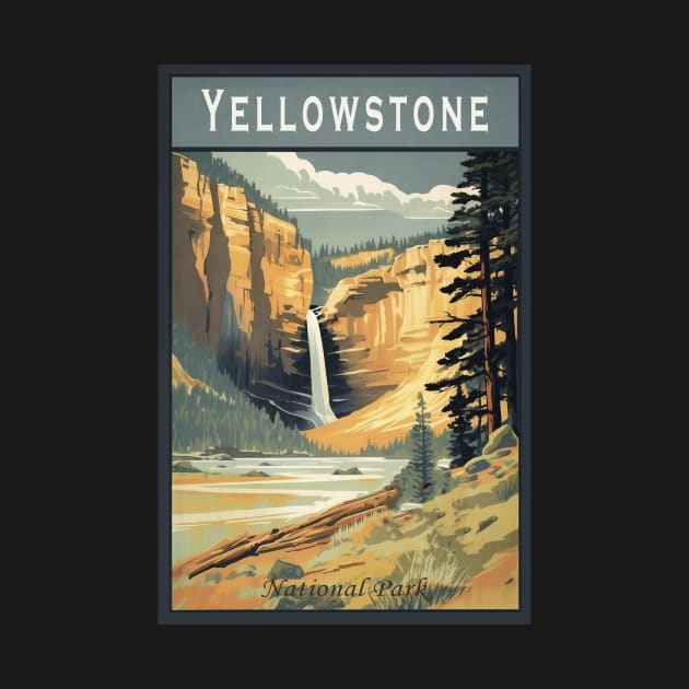 Yellowstone National Park Vintage Poster by GreenMary Design