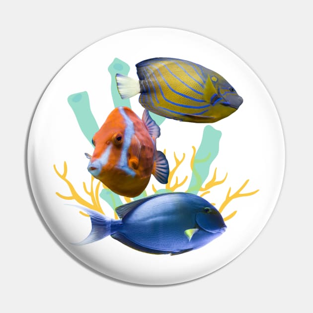 Colorful Marine Fish, Nice design for Marine Fish Keeper Pin by Abstractdiva