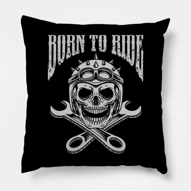 BIKERS SKULL 01 Pillow by OXVIANART