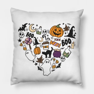 Halloween Doodle Heart Pillow