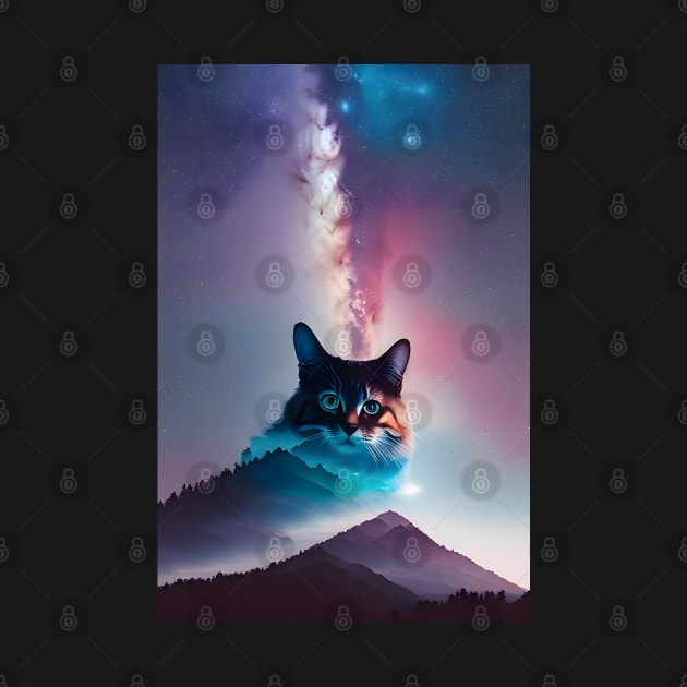 Copy of Galaxy Cat Double Exposure - Modern Digital Art by Ai-michiart