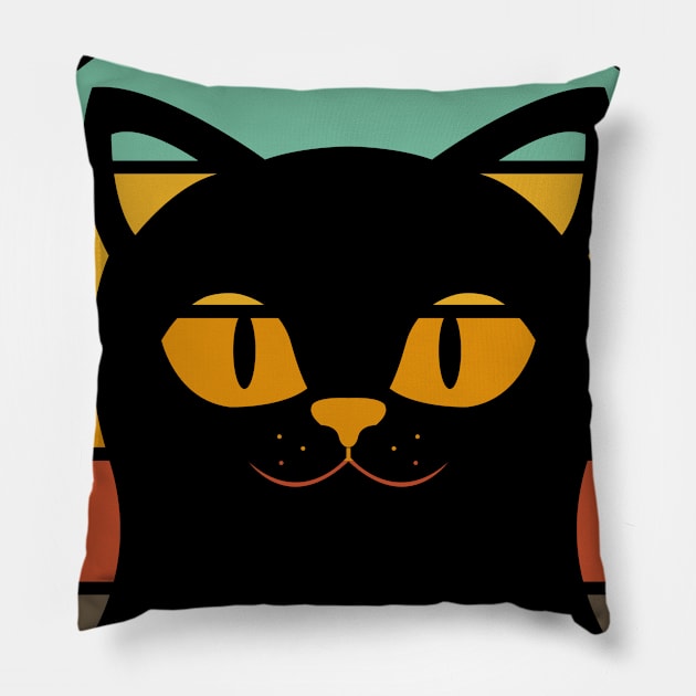 Retro Cat Vintage funny Cat Mom Dad Pillow by Caskara