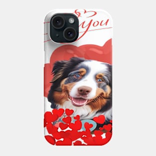 valentines day Loves Aussies Australian Shepherd Phone Case